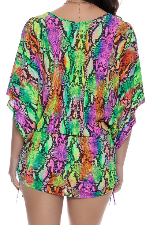 Luli Fama Electric Skin Cabana V Neck Dress